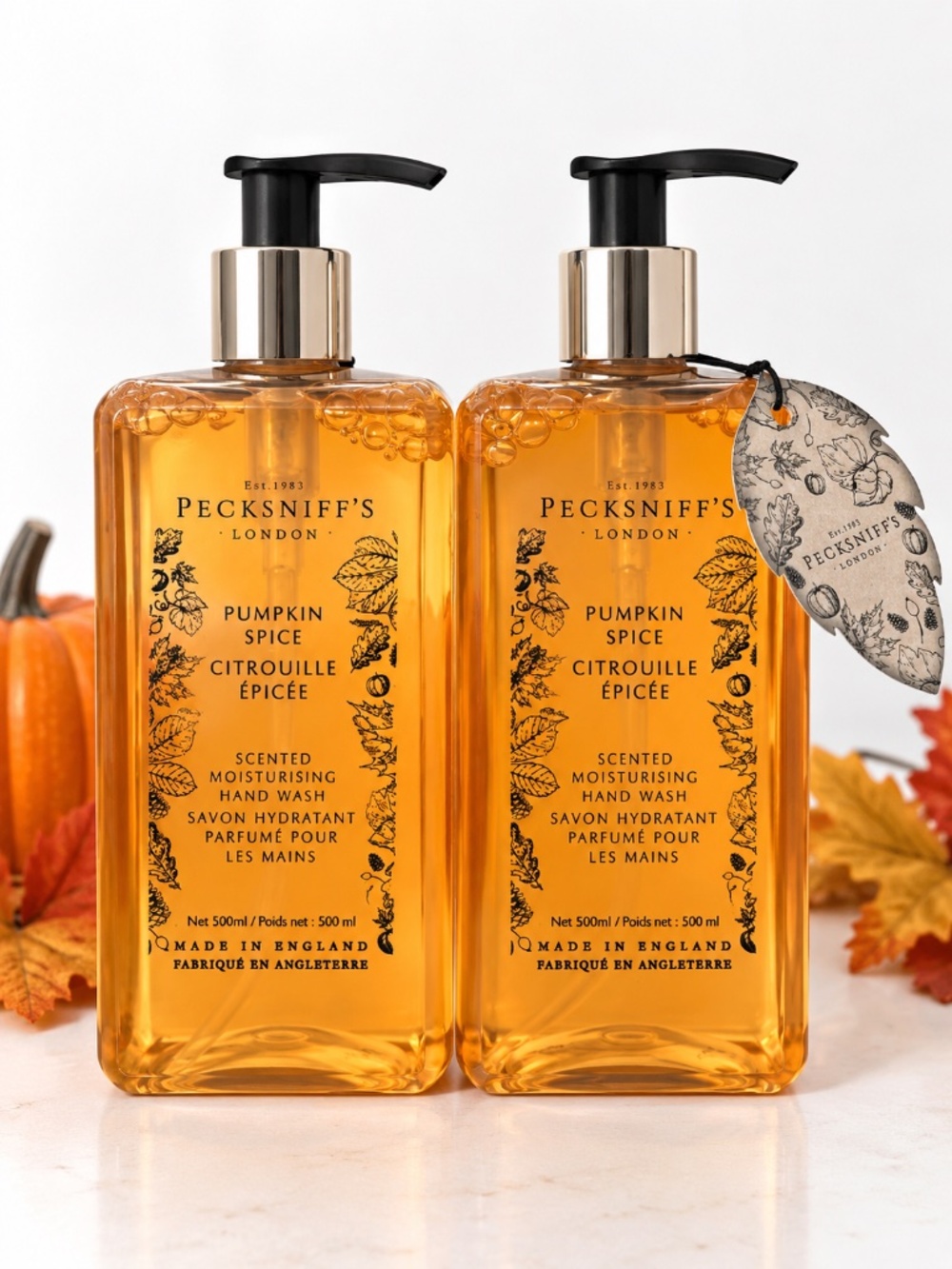 Pecksniff's London Pumpkin Spice Hand Wash 500ml 2 Pack Fall Autumn Scented NWT